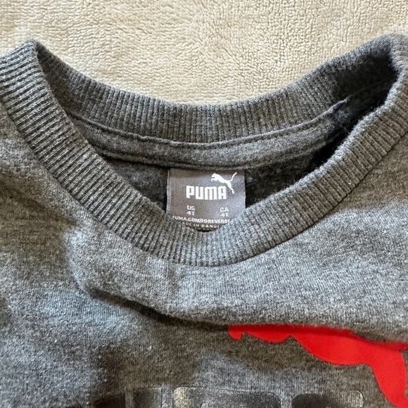 PUMA Kids Gray and Red Tracksuit Bottoms - Picture 2 of 3
